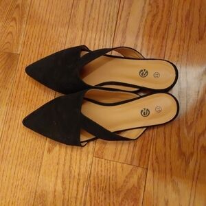 Black Textured Mules with Stiletto Heel